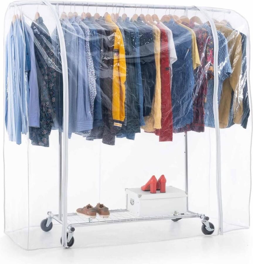 Mobiele Kledingrek met Wielen en Plank Tot 100 kg Eenvoudig te Monteren