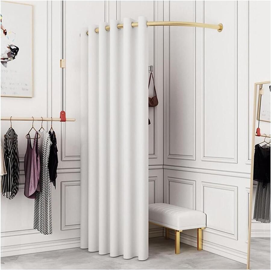 Mobiele montagecabine Witte draagbare kledingkast C-vormige rail Wandmontage dressing Voor winkelcentrum kantoor en slaapkamer kledingkasten slaapkamer