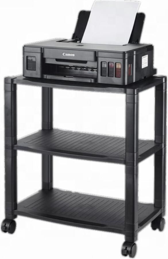 Mobiele Printerstandaard 3 Niveaus 33.6x42.8cm plateau Zwart