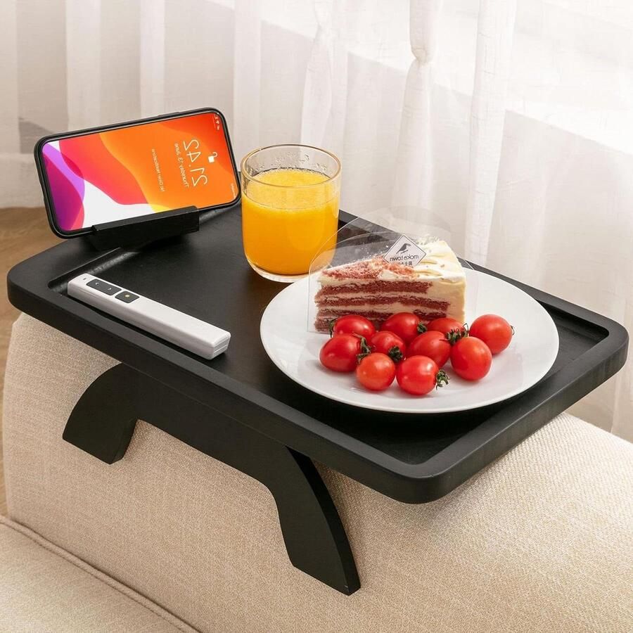 Mobiele telefoonhouder dienblad hout bamboe Draaibare armleuning opvouwbaar Antislip bank armleuningtafel Brede banken Clip-on bankdienblad
