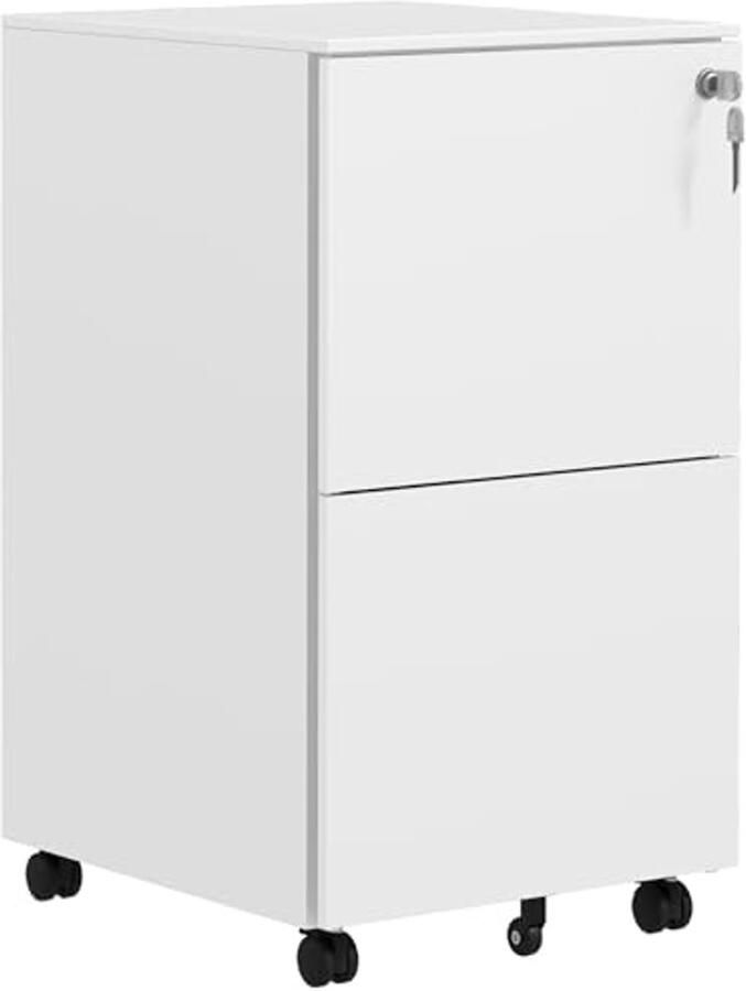 Mobiele verticale archiefkast met 2 lades slot en 5 wielen Sterk en praktisch