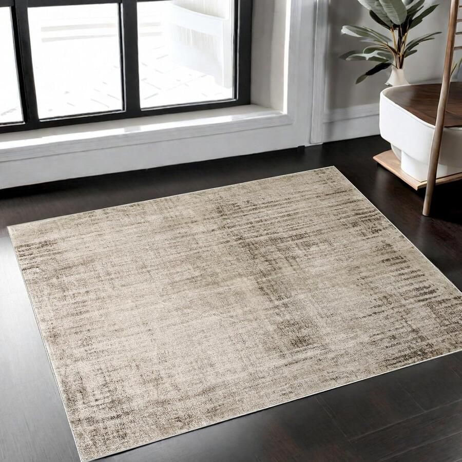 Modern abstract tapijt antislip decoratief 1 stuk beige grijs imitatie kasjmier 80 x 120 cm
