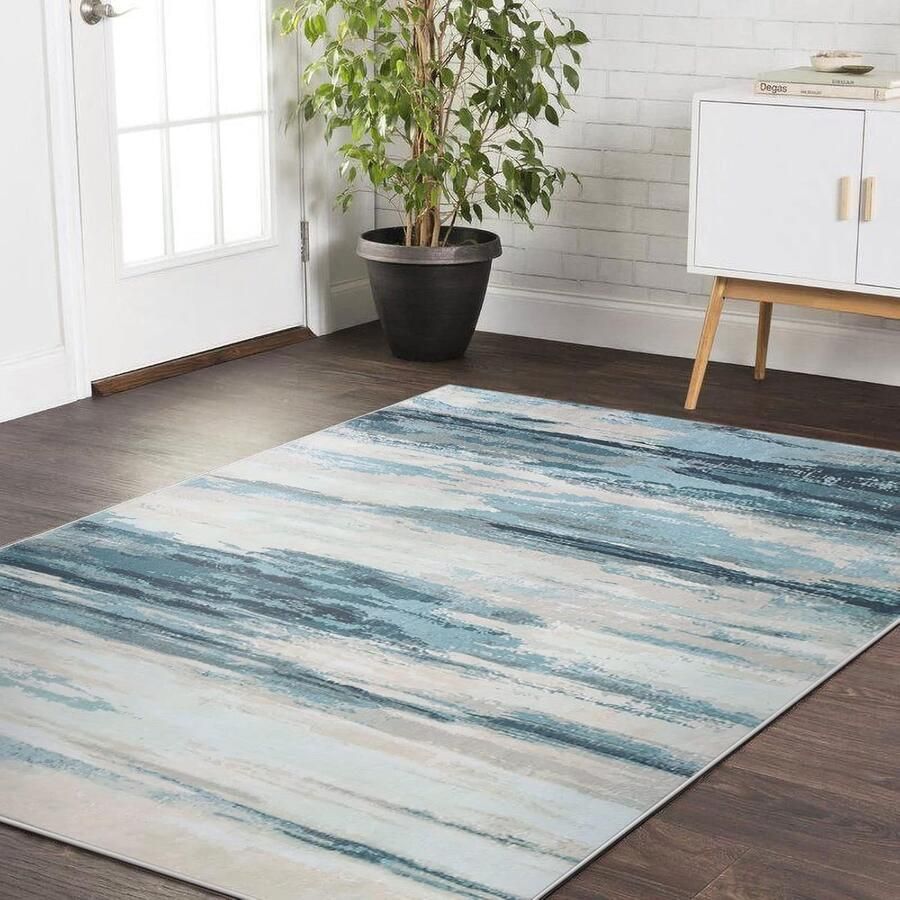 Modern abstract tapijt zacht en antislip 1 stuk blauw 80 x 120 cm