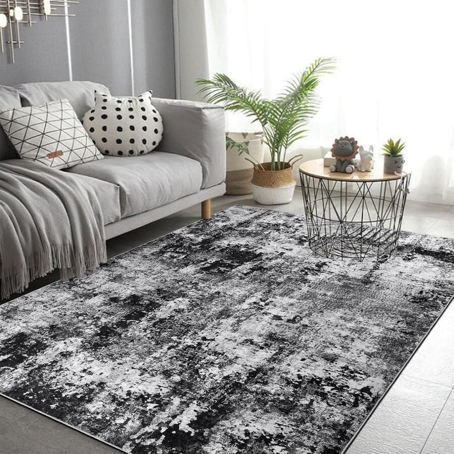 Modern abstract vloerkleed zwart 120x180 cm zacht en duurzaam