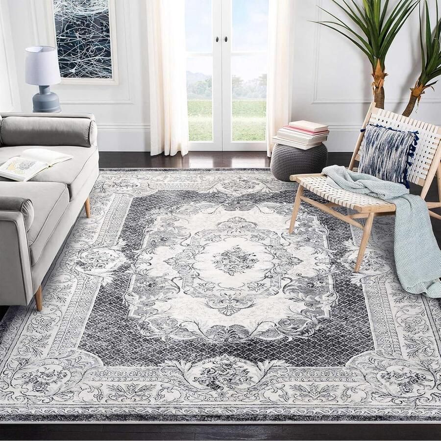 Modern artistiek laagpolig tapijt uniek en zacht 1 stuk grijs wit 160 x 200 cm