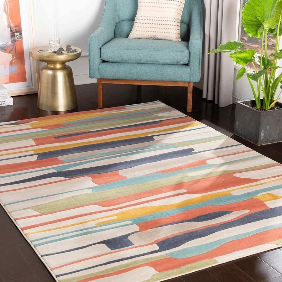 Modern boho-tapijt voor slaapkamer geometrisch patroon zacht Scandinavisch oranje antraciet lichtgrijs mosterd beige 120 x 170 cm