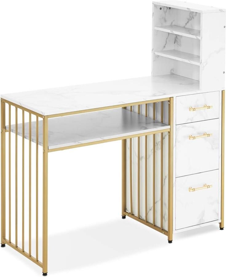 Modern Bureau met 3 Lades en Plank Computertafel zonder Spiegel voor Woonkamer