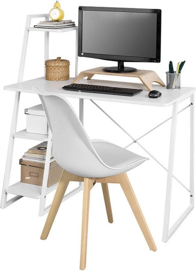 Rootz Living Rootz Modern Bureau met Planken Kinderbureau Computerbureau Stevige spaanplaat Ruime opbergruimte Stijlvol ontwerp Ca. B102xD50xH75 117cm