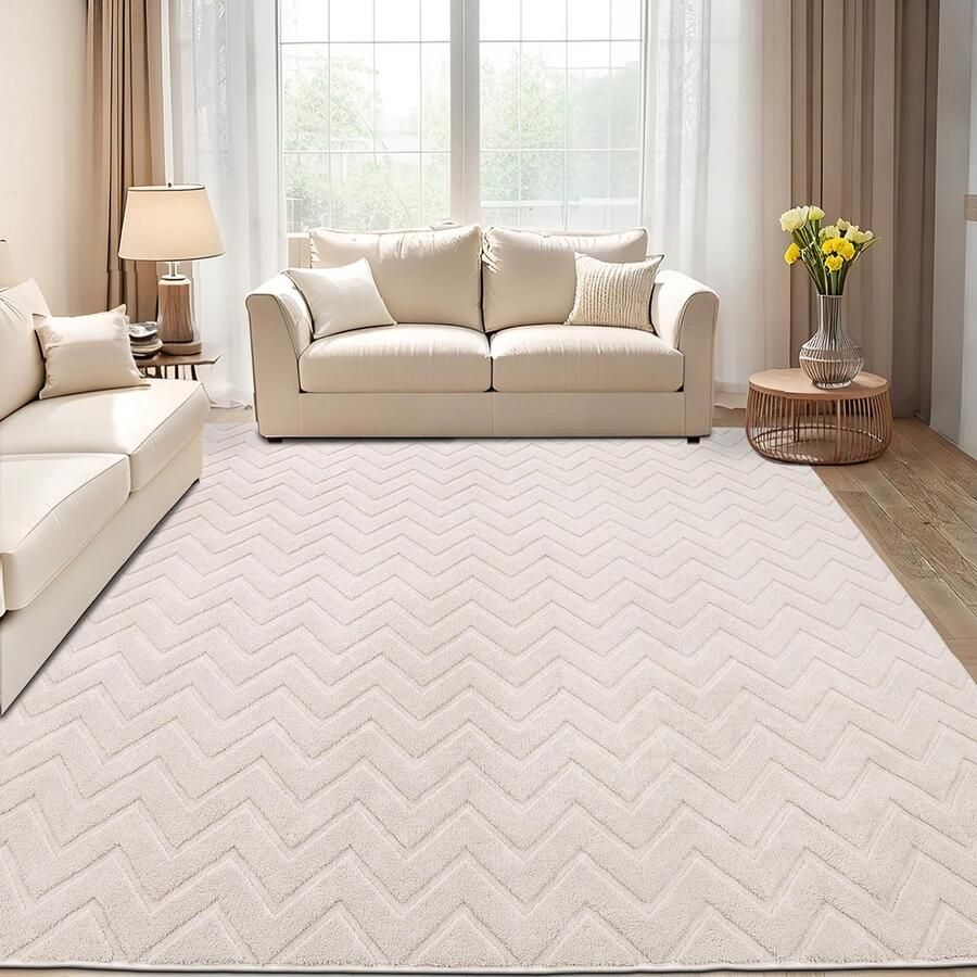 Modern Crèmekleurig Vloerkleed Perfect voor Woonkamer en Slaapkamer 1 stuk 160 x 230 cm