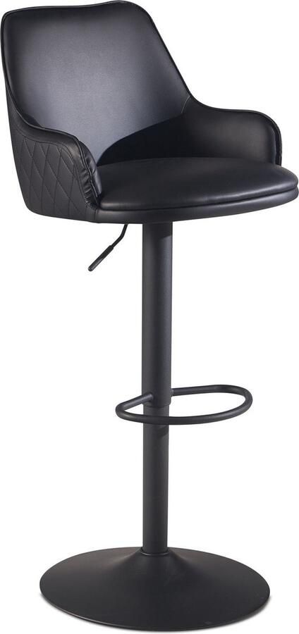 Rootz Living Rootz Modern Design Barkruk Counter Kruk Draaikruk Diamond Quilting 45cm x 86-106cm x 45cm Zwart 360° Rotatie Metalen Onderstel Voetensteun 100kg Capaciteit Kunstleer Gemakkelijk schoon te maken