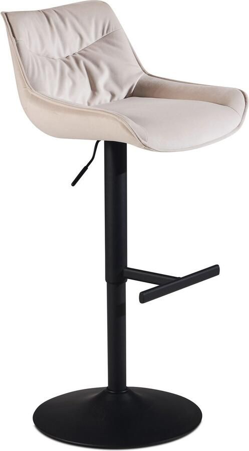 Rootz Living Rootz Modern Design Barkruk Fluwelen Zitting Draaistoel Metalen Onderstel Beige 45cm x 86-106cm x 55cm