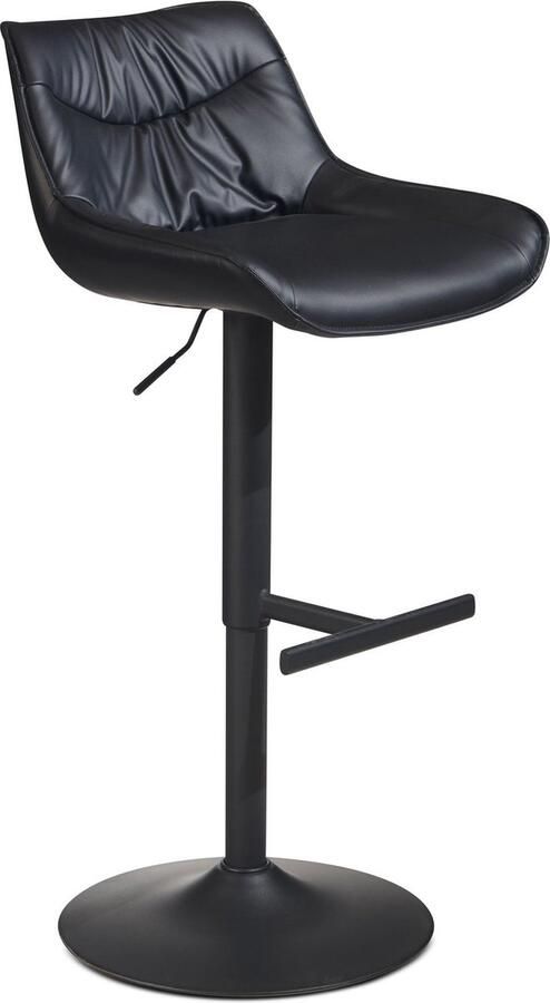 Rootz Living Rootz Modern Design Barkruk Tegenkruk Draaikruk Zwart 45cm x 86-106cm x 55cm 360° Rotatie Metalen Onderstel Zachte Vulling Voetensteun 100kg Capaciteit Kunstleer Gemakkelijk schoon te maken