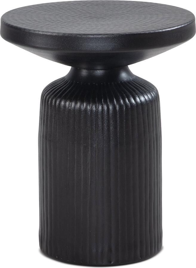 Rootz Living Rootz Modern Design Bijzettafel Ronde Tafel Elegante Lattenlook Handgemaakt Gepoedercoat Aluminium 40cm x 40cm x 50cm