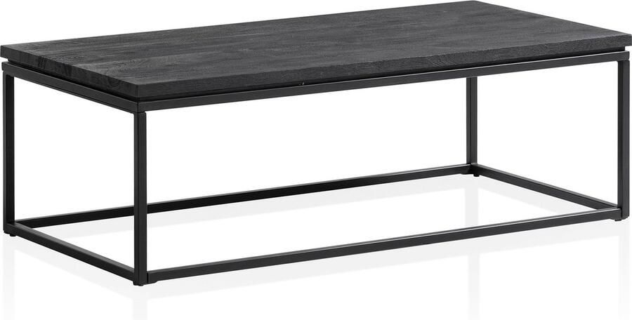 Rootz Living Rootz Modern Design Coffee Table Rectangular Table Handmade Unique Natural Wood Grain 120cm x 60cm x 40cm Mango Solid Wood Powder-Coated Iron Black Sandblasted Anti-Slip Nubs Easy Assembly Care Instructions Included