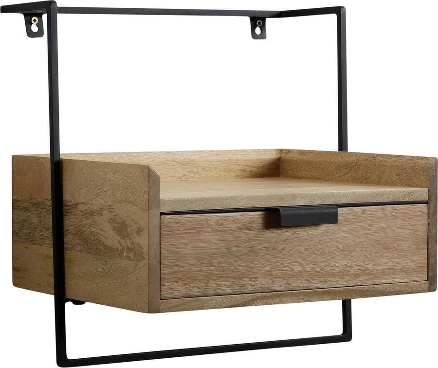 Rootz Living Rootz Modern Design Nachtkastje Wandgemonteerd nachtkastje Licht Walnoot 44cm x 45cm x 35cm