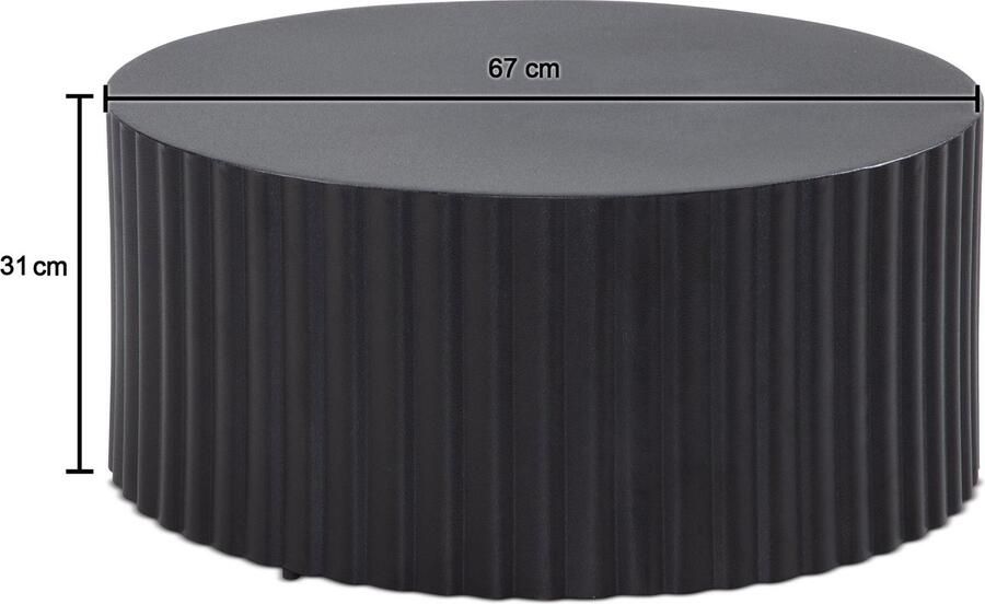 Rootz Living Rootz Modern Design Salontafel Ronde Tafel Elegante lattenlook Handgemaakt Antislipnoppen Gepoedercoat ijzer 67 cm x 67 cm x 31 cm