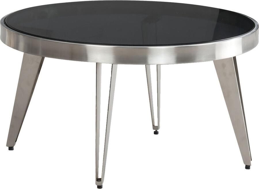 Rootz Living Rootz Modern Design Salontafel Ronde Tafel Spiegeltafel Uniek Handgemaakt Stuk Zwart Zilver 60cm x 60cm x 33cm