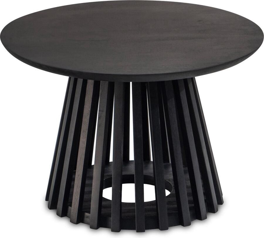 Rootz Living Rootz Modern Design Salontafel Ronde Tafel Woonkamertafel Handgemaakt Mangohout Beschermende Vernis 60cm x 60cm x 41cm