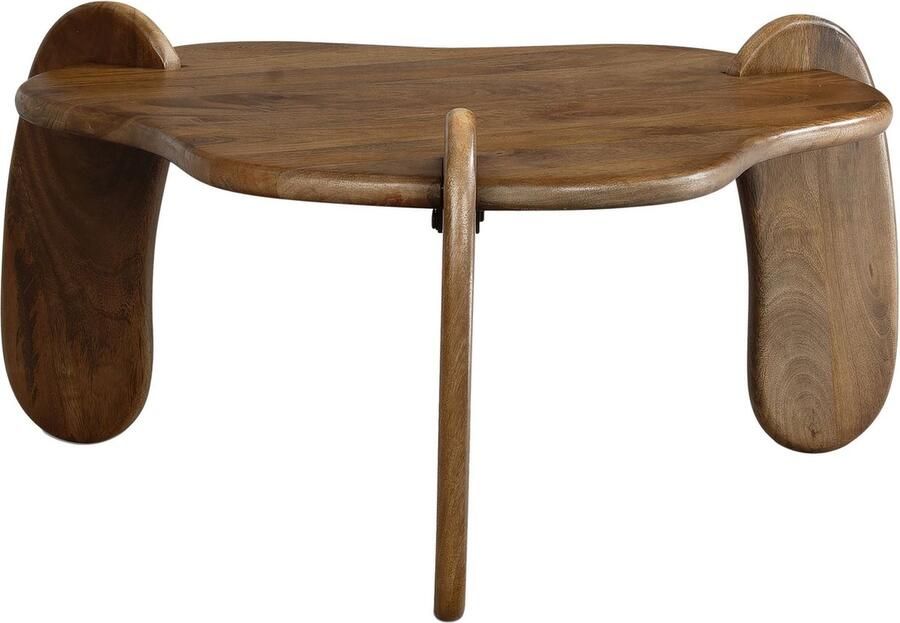 Rootz Living Rootz Modern Design Salontafel Tafelblad in organische vorm Natuurlijke houtnerf Handgemaakt Mangohout 78 cm x 78 cm x 39 5 cm