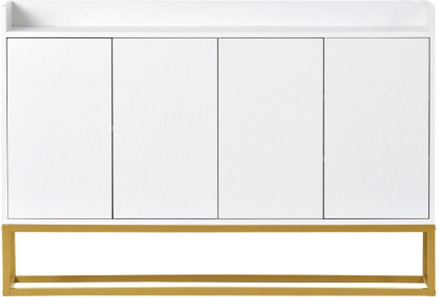GOTAGEE Modern dressoir in minimalistische stijl 4-deurs greeploze buffetkast voor eetkamer woonkamer keuken (wit)
