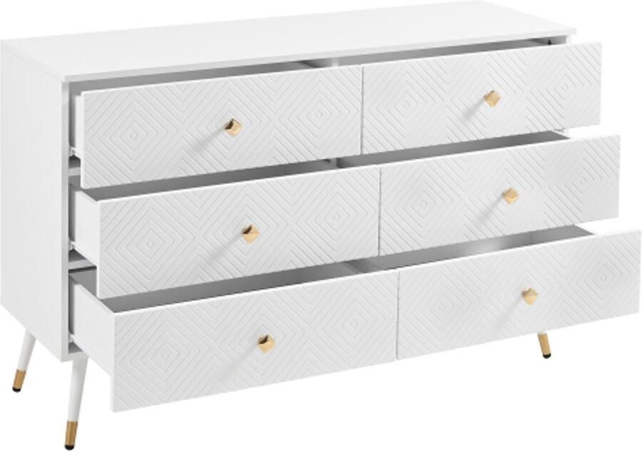 GOTAGEE Modern dressoir met 6 lades – 120x40x80cm – voor slaapkamer en woonkamer wit