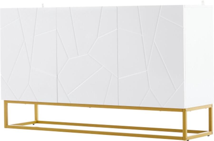 Hoogglans dressoir modern dressoir buffetkast dressoir met 4 vakken breedte 130 cm wit