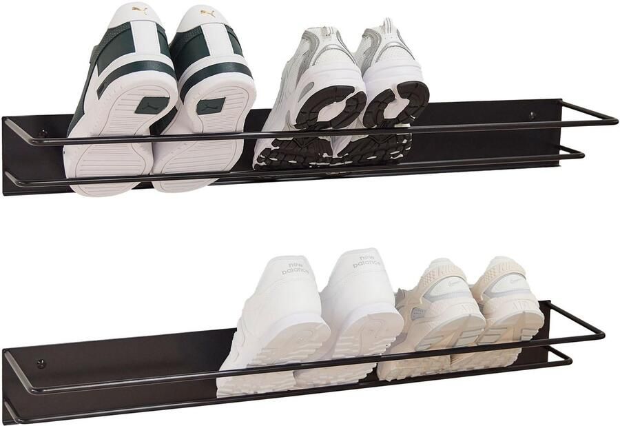 Modern en Stijlvol Metalen Schoenenrek voor Optimale Schoenenopslag Set van 2