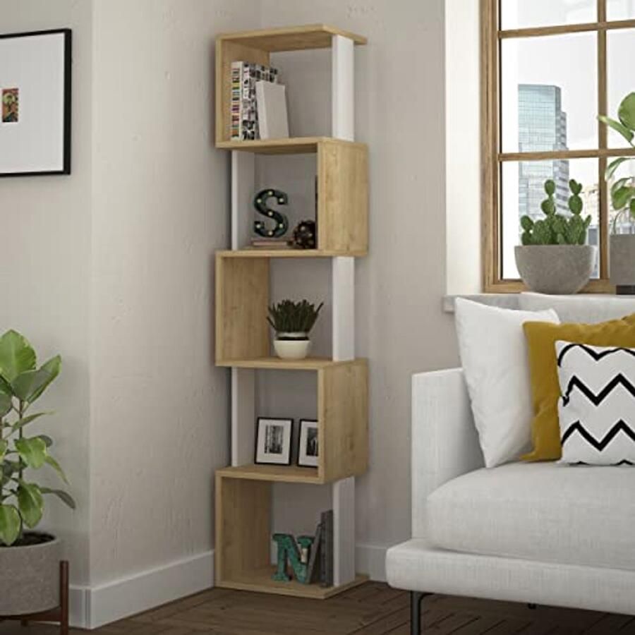 Modern Floating Wall Cabinet with 5 Compartments – Stylish Open Bookshelf – Versatile Storage Unit – Multiple Color Options