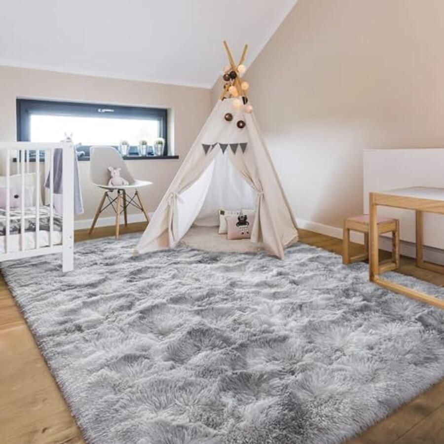Modern Fluffy Vloerkleed voor Woonkamer en Slaapkamer Zacht Antislip Shaggy Tapijt (80 x 120 cm)