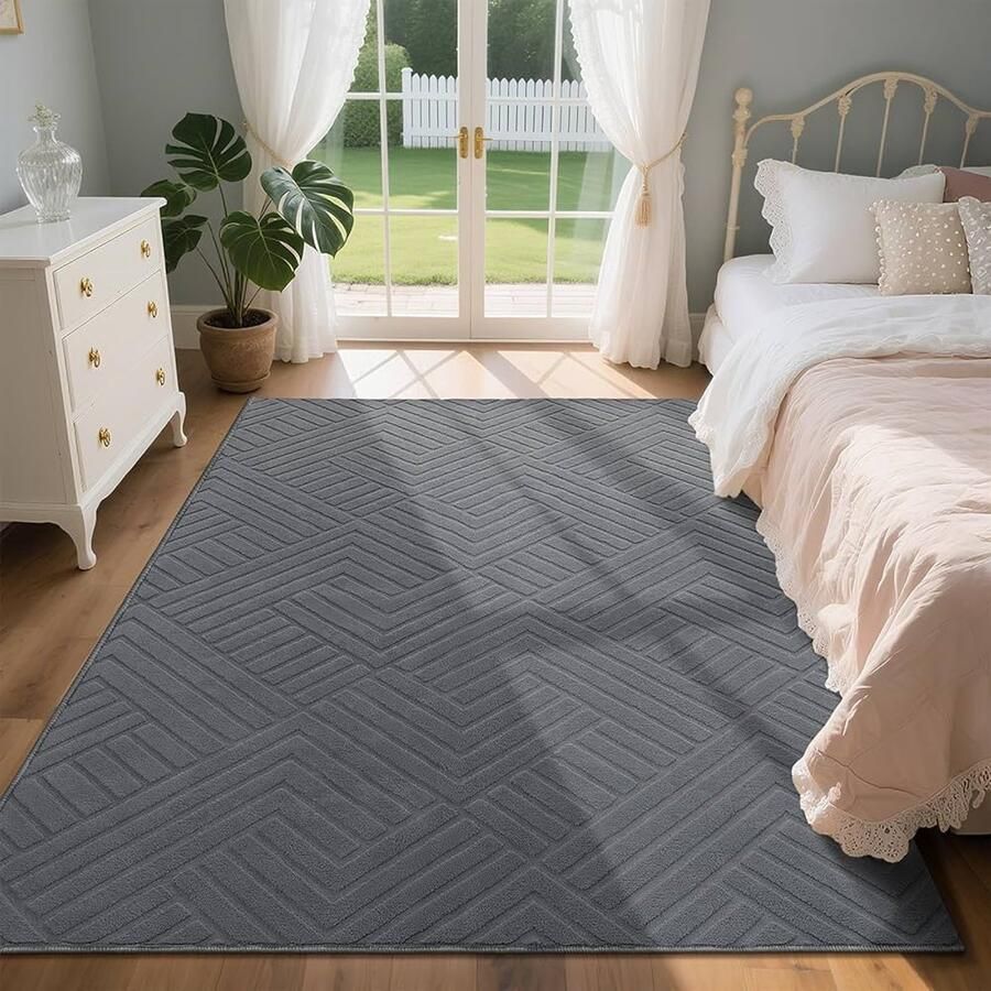 Modern grijs vloerkleed 120 x 160 cm wasbaar antislip