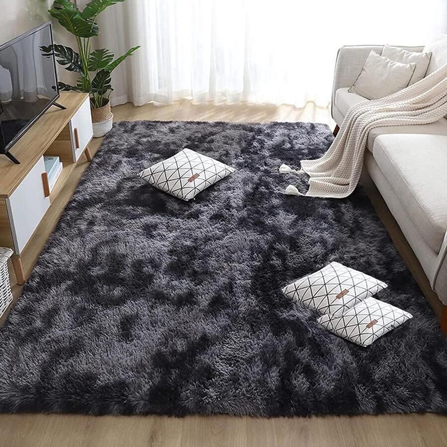 Modern hoogpolig vloerkleed antislip 1 stuk donkergrijs 160 x 230 cm