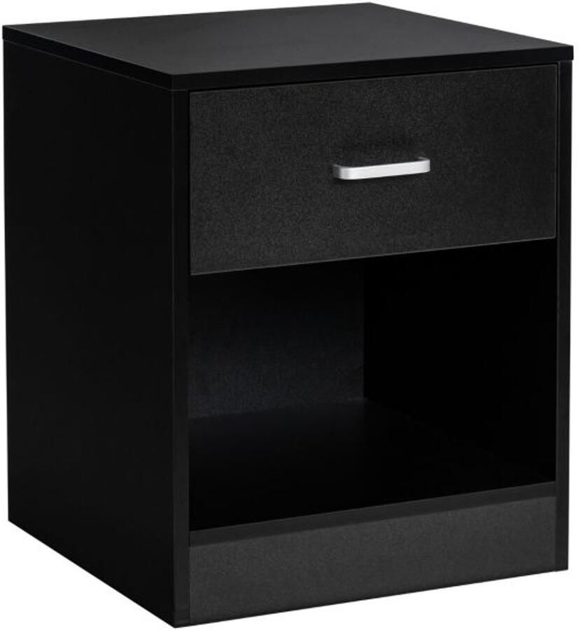 Modern Industrieel Nachtkastje met Open Opbergruimte en Onderste Plank in Rustiek Bruin en Zwart