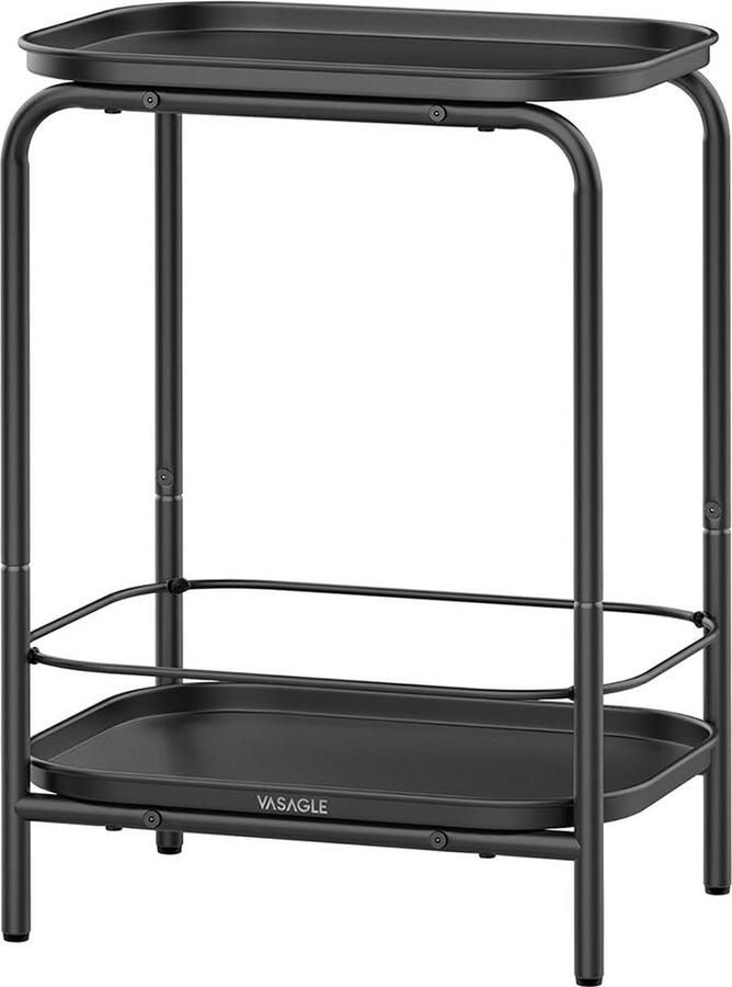 Rootz Living Rootz Modern Ink Black Bijzettafel 2 lagen Staalmateriaal Stijlvol ontwerp 30 cm x 40 cm x 56 cm