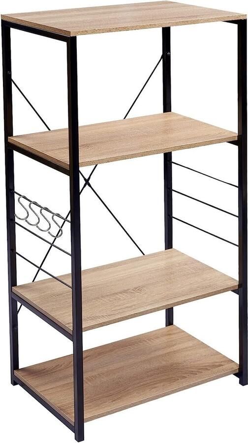 Modern keukenrek opbergrek displaystandaard milieuvriendelijk MDF verbeterde stabiliteit eenvoudige montage 60 cm x 40 cm x 124 cm