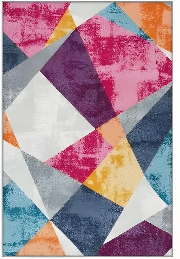 Modern kleurrijk tapijt Zacht & Wasbaar Vloerkleed – Vintage Design – Antislip & Lichtgewicht – Plat Geweven Tapijt voor Woonkamer Slaapkamer & Kantoor