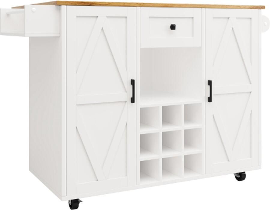 GOTAGEE Modern kookeiland keukenkast buffetkast restauratiewagen met houtnerf buffetkast multifunctionele eettafel met opbergruimte restauratiewagen met snackplanken en stretchfunctiekasten