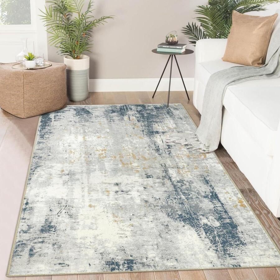 Modern laagpolig vloerkleed slaapkamer wasbaar antislip tapijt woonkamer slaapkamer eetkamer 80 x 150 cm vloerkleed