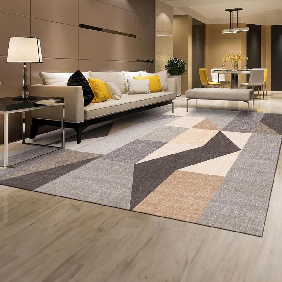 Modern laagpolig vloerkleed wasbaar en antislip 1 stuk grijsbruin 200 x 300 cm