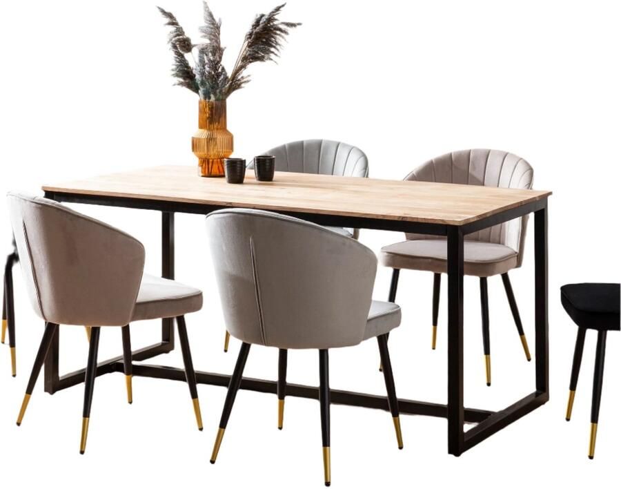 Moderne loft eettafel rechthoekige tafel natuurlijke houtkorrel krasbeveiliging 120 cm x 60 cm x 76 cm