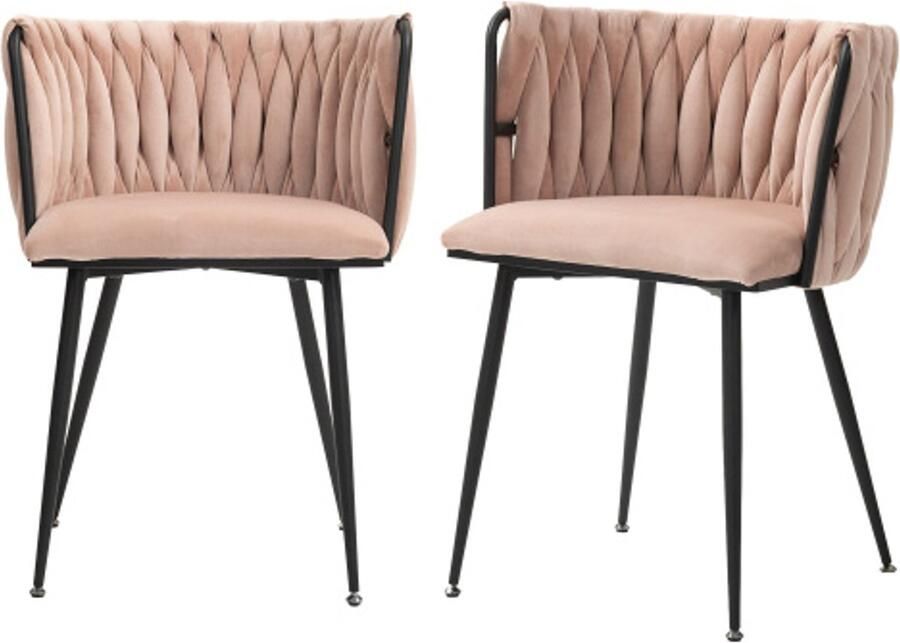 Steven Modern luxueus fluweel eetkamerstoelset met gouden metalen poten elegant handgeweven ontwerp en zachte kussens voor eetkamer woonkamer en slaapkamer (2-stuk set)