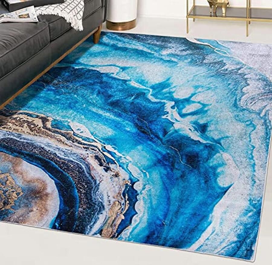 Modern Marmer Vloerkleed 80x150 cm Abstract Tapijt voor Woonkamer en Slaapkamer