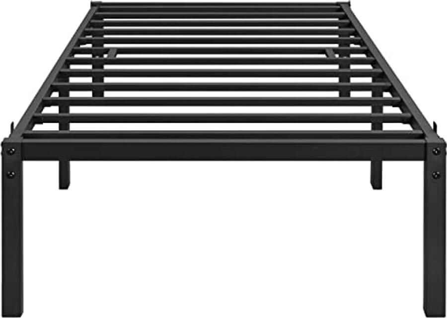 Modern metalen bedframe zonder hoofd- en voeteneinde 90 x 190 cm eenvoudig te monteren zwart