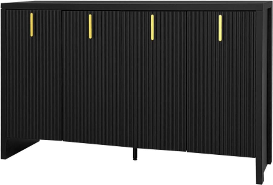 GOTAGEE Modern minimalistisch zwart dressoir gouden handgrepen en verstelbare verdelers