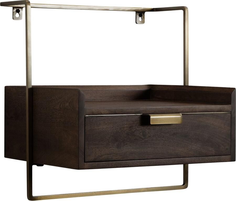 Rootz Living Rootz Modern Nachtkastje Ladekast Handgemaakt Massief hout Aan de muur gemonteerd 44 cm x 45 cm x 35 cm