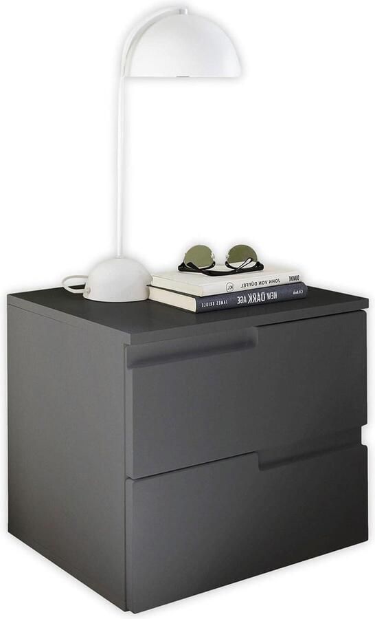 Modern nachtkastje met laden en veel opbergruimte 46 x 42 x 40 cm (B-H-D) in mat grafiet