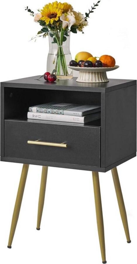 Modern Nachtkastje Minimalistisch Design 1 stuk Zwart Hout