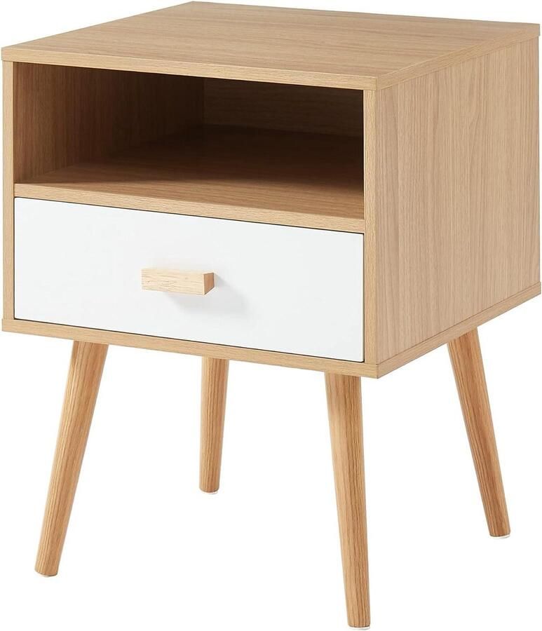 Modern Nachtkastje ULOS Wit en Licht Hout Nachtkastje