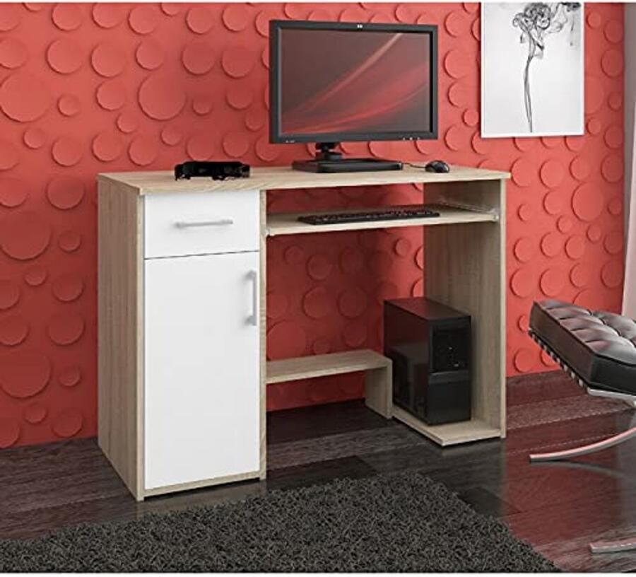 Modern PC Bureau met Laden en Planken voor Thuiswerkplek