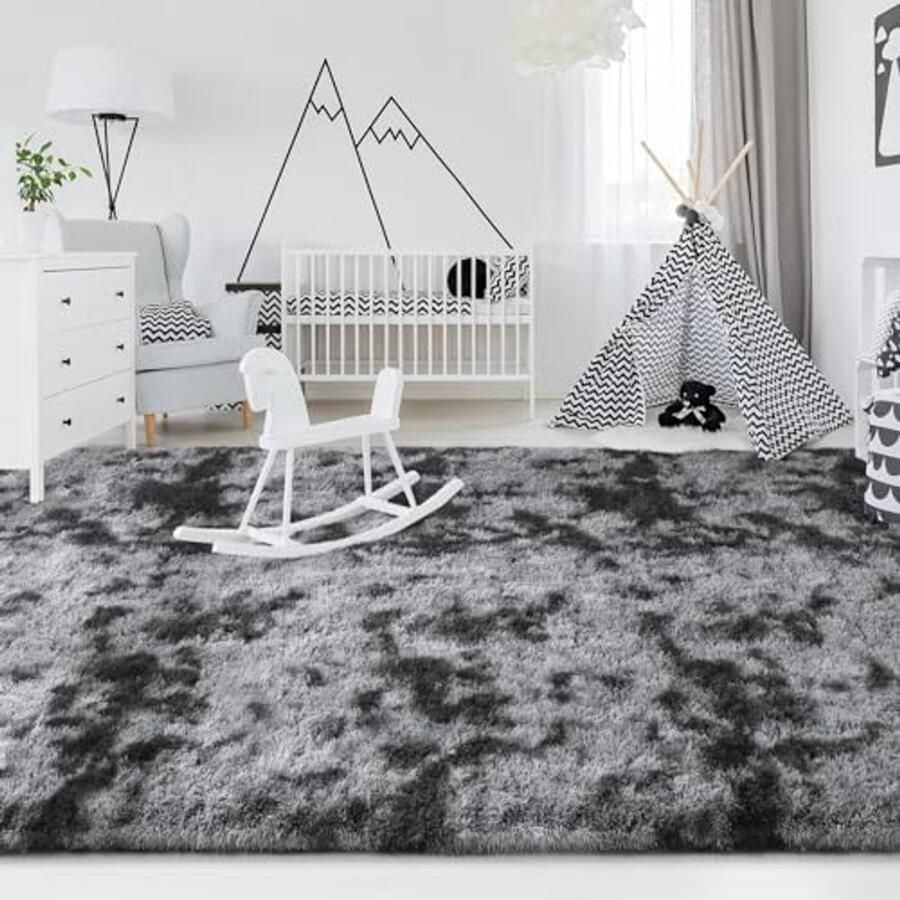 Modern Pluizig Vloerkleed voor Woonkamer Slaapkamer en Babykamer Zacht en Slipvast Shaggy Tapijt