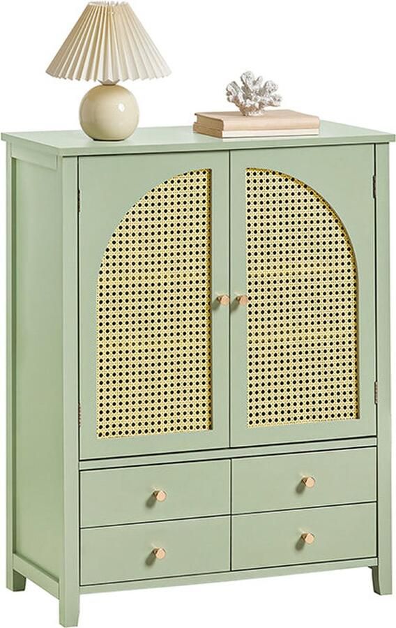 Rootz Living Rootz Modern Schoenenkast Dressoir Halkast Dressoir MDF-materiaal Luchtdoorlatende roosterdeuren Verstelbare planken Ruime opbergruimte 70 cm x 90 cm x 34 cm